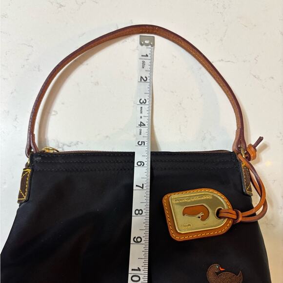 Dooney & Bourke Vintage Black Bag with Brown Embroidered Duck and Brass Hangtag - Picture 10 of 10